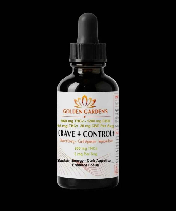 Crave Control Zero THC | 500 mg THCV + 600 mg CBD Tincture | Premium THC-Free Hemp Tincture | Golden Gardens (Copy)